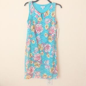 Chloe+Rene Sky Blue Small Floral Rose Dress Lace